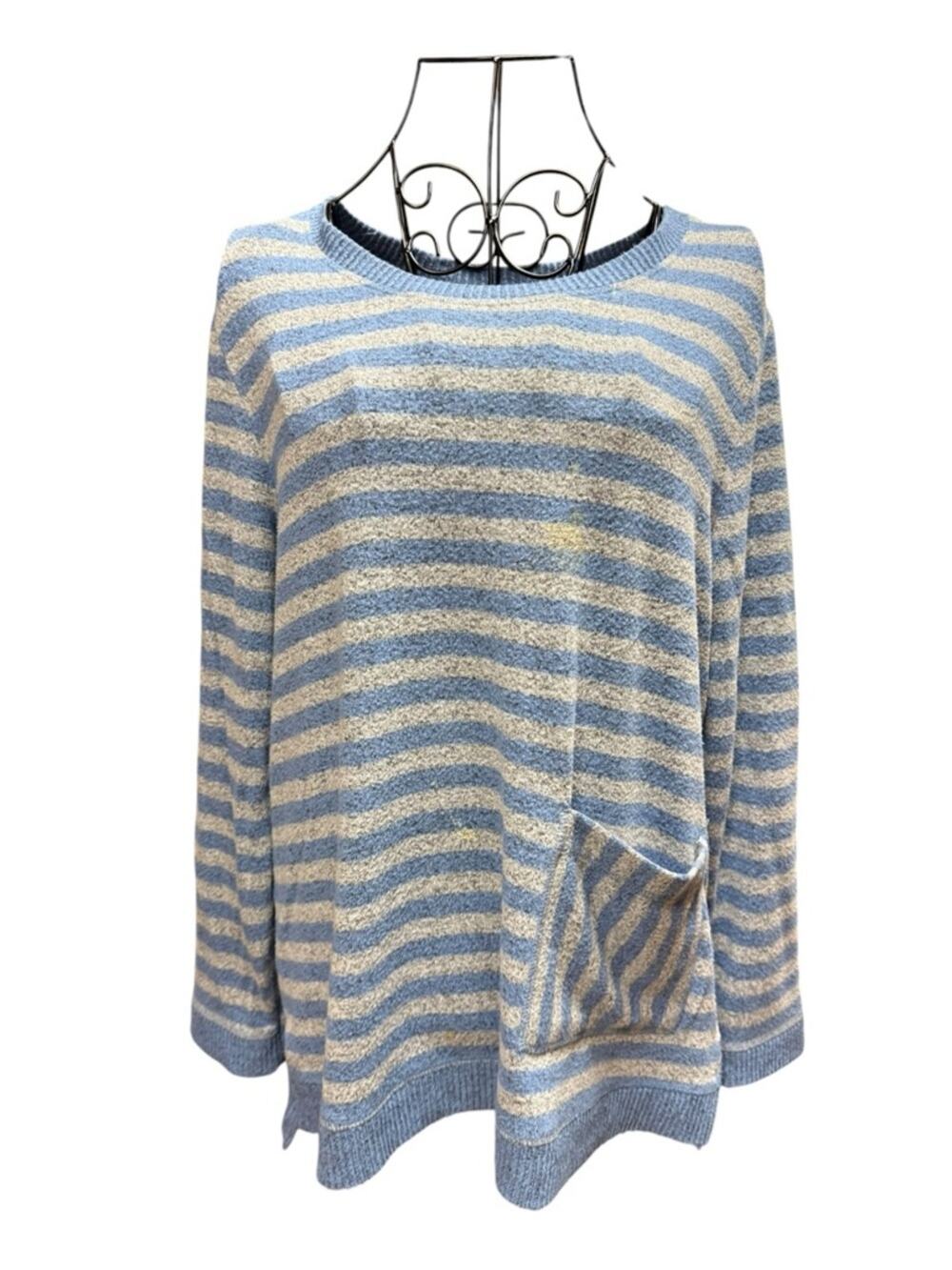 Habitat Striped Knit Pullover in Blue and Cream Small